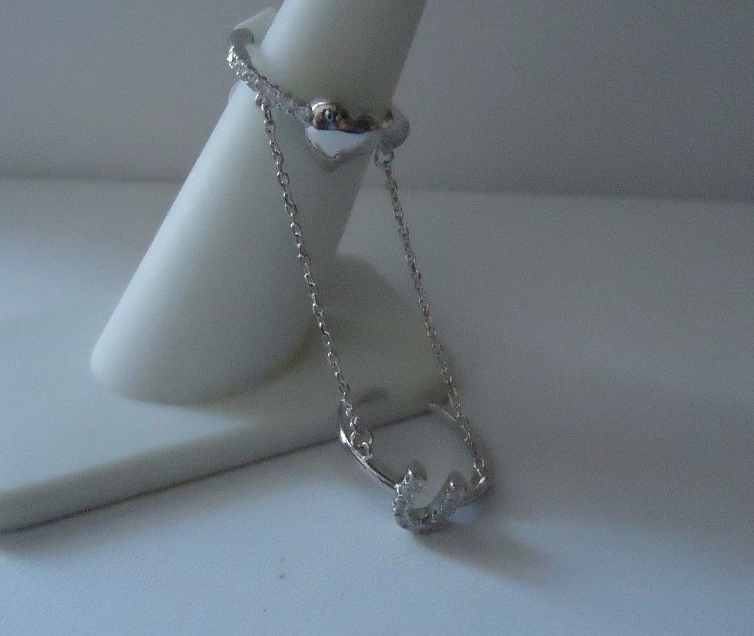 LUCKY HORSE SHOE & HEART SLAVE RING W/ ACCENTS/925 STERLING SILVER/SZ 5,6,8,9