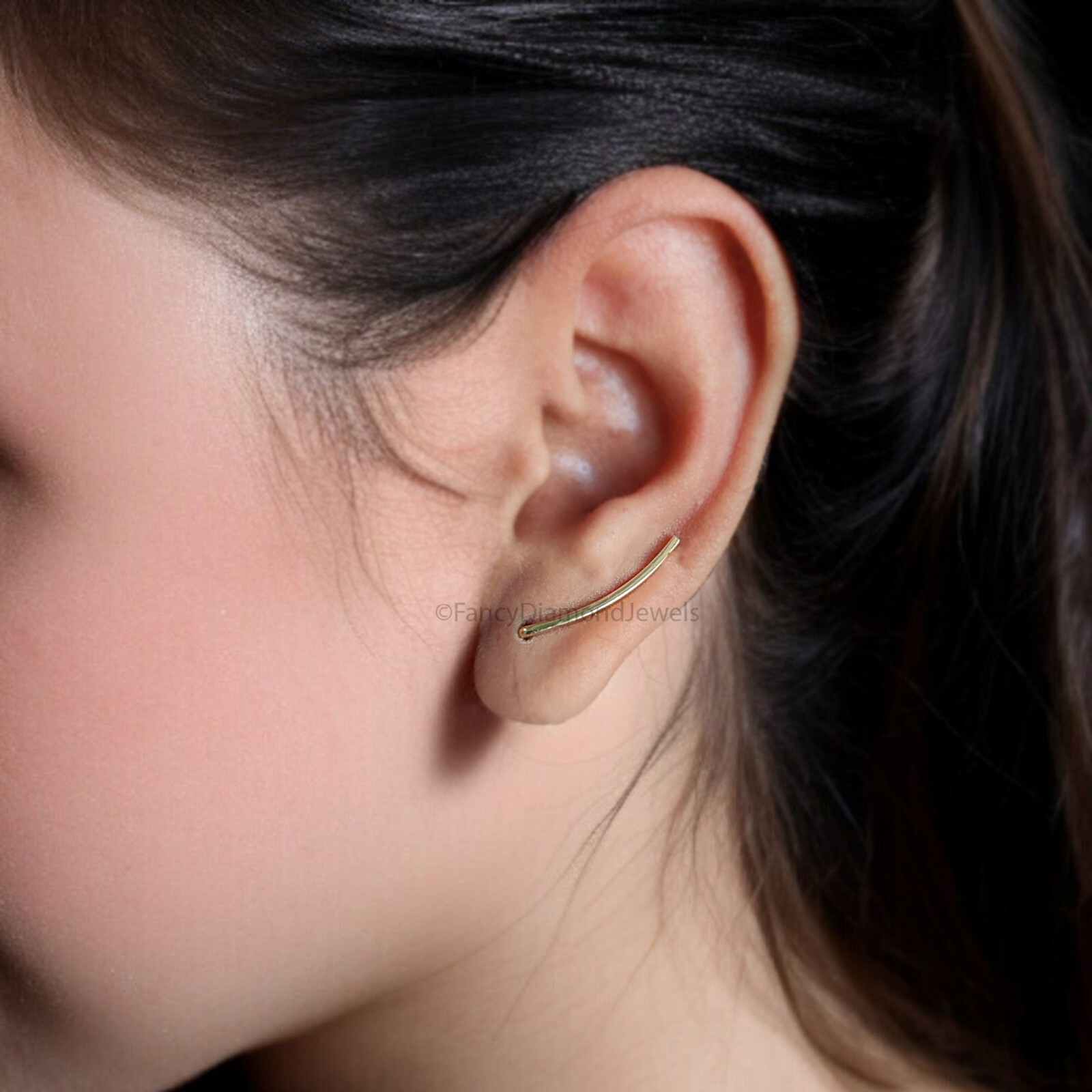 20 mm Dainty Long Ear Climbers Ear Crawler Bar Ear Climber Silver Sweep Ear Pin