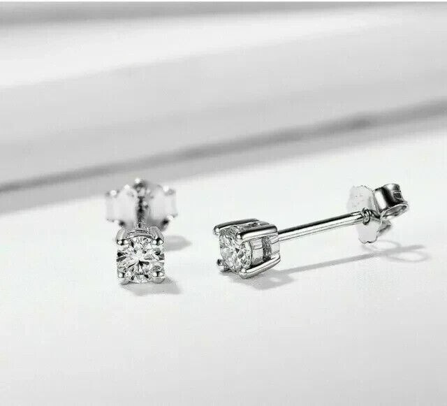 0.50 Ct Round Cut Simulated Diamond 14K White Gold Over Solitaire Stud Earrings
