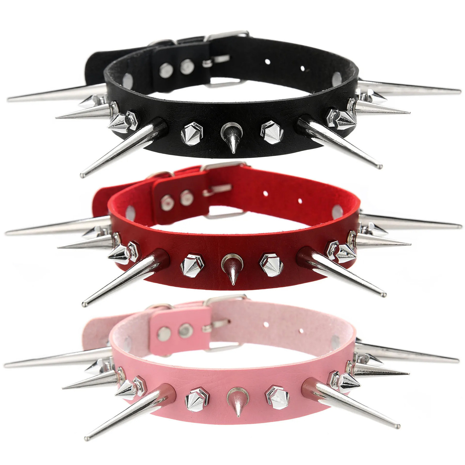 Goth Spike Choker Punk Leather Collar For Women Studded Necklace Accessories