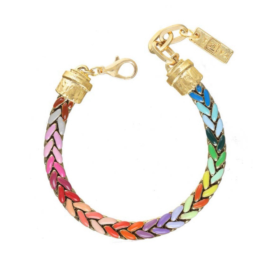 Tova Multi Color SELINA BRACELET NWT Antique Gold plated brass base metal enamel
