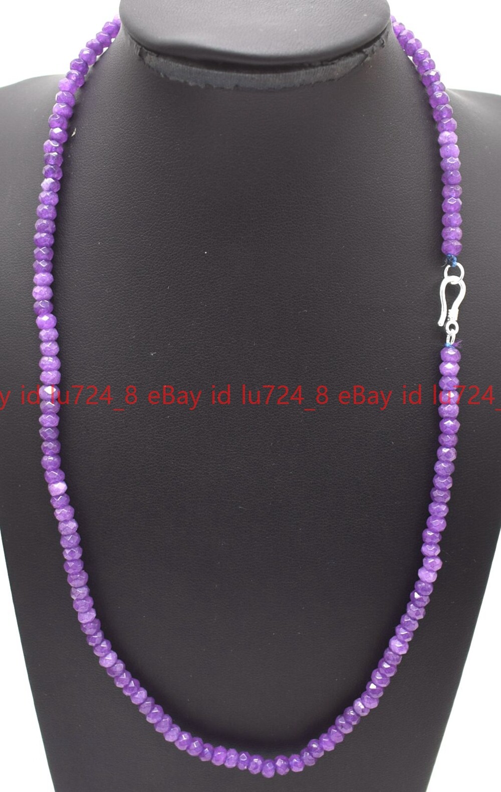 2x4mm Purple Amethyst Faceted Rondelle Gem Beads Necklace 14-36″ Silver Clasp AA