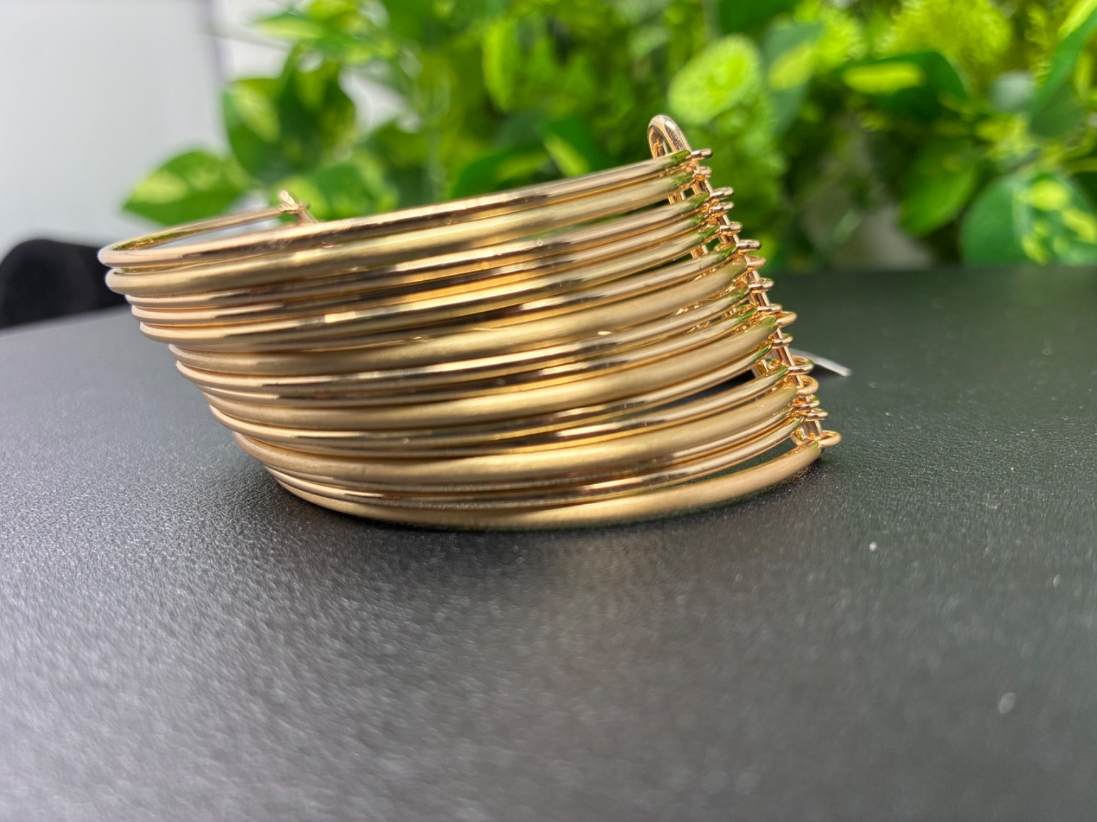 Style & Co Gold Tone Wide Cuff Bracelet Adjustable Layered Bangle NWT