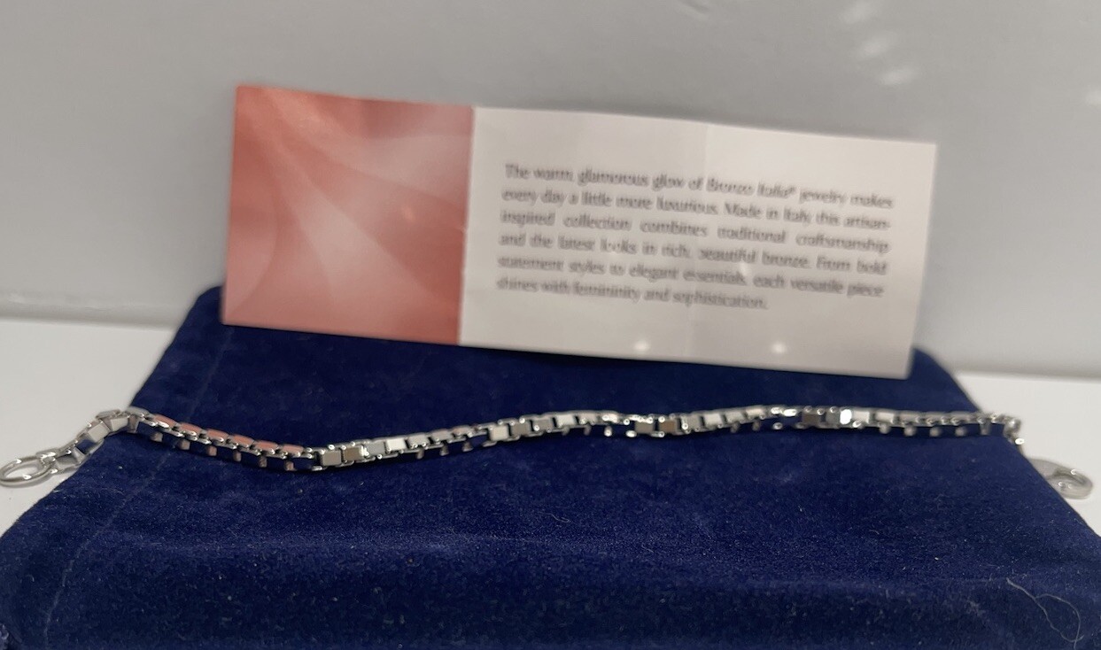 Bronzo Italia 6 3/4″ polished Box Chain Bracelet White Bronze item #J290838