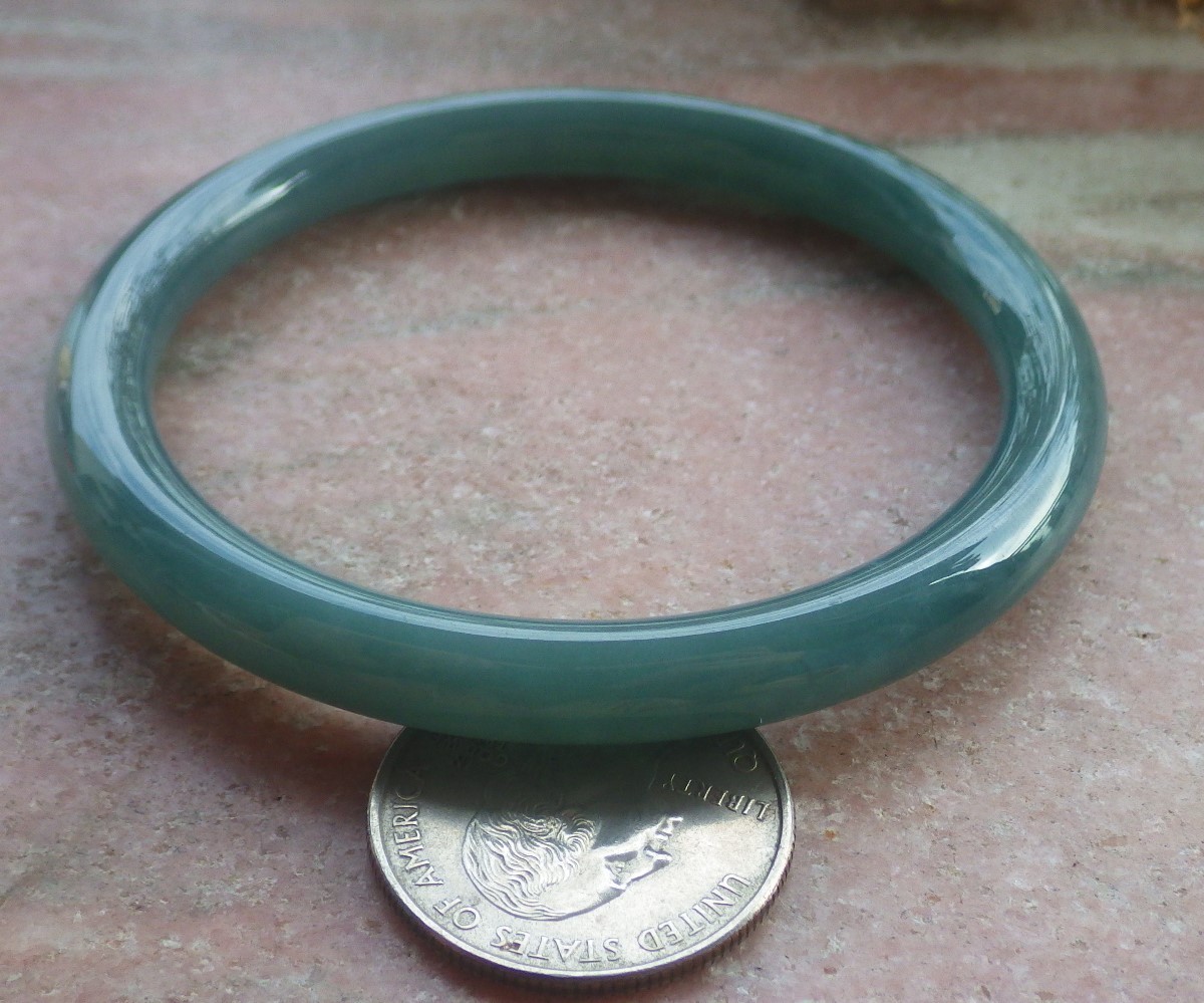 Certified Green Burma Natural A JADE Jadeite Bangle Bracelet 59mm 手镯 201053 AS