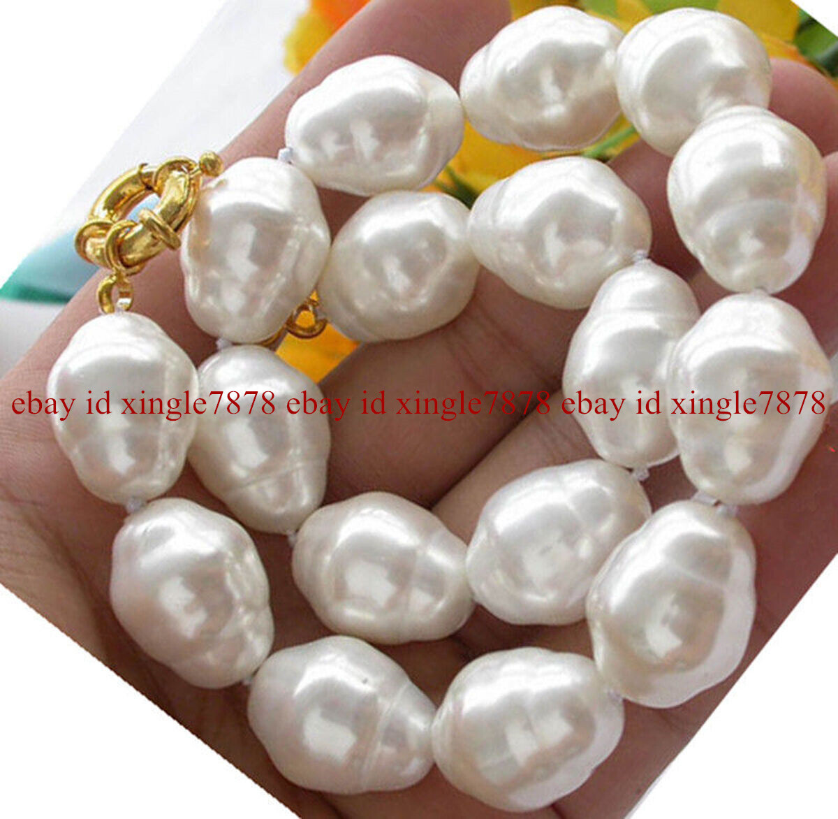 Fashion 20mm White Baroque South Sea Shell Pearl Beads Necklace 17/20/24″