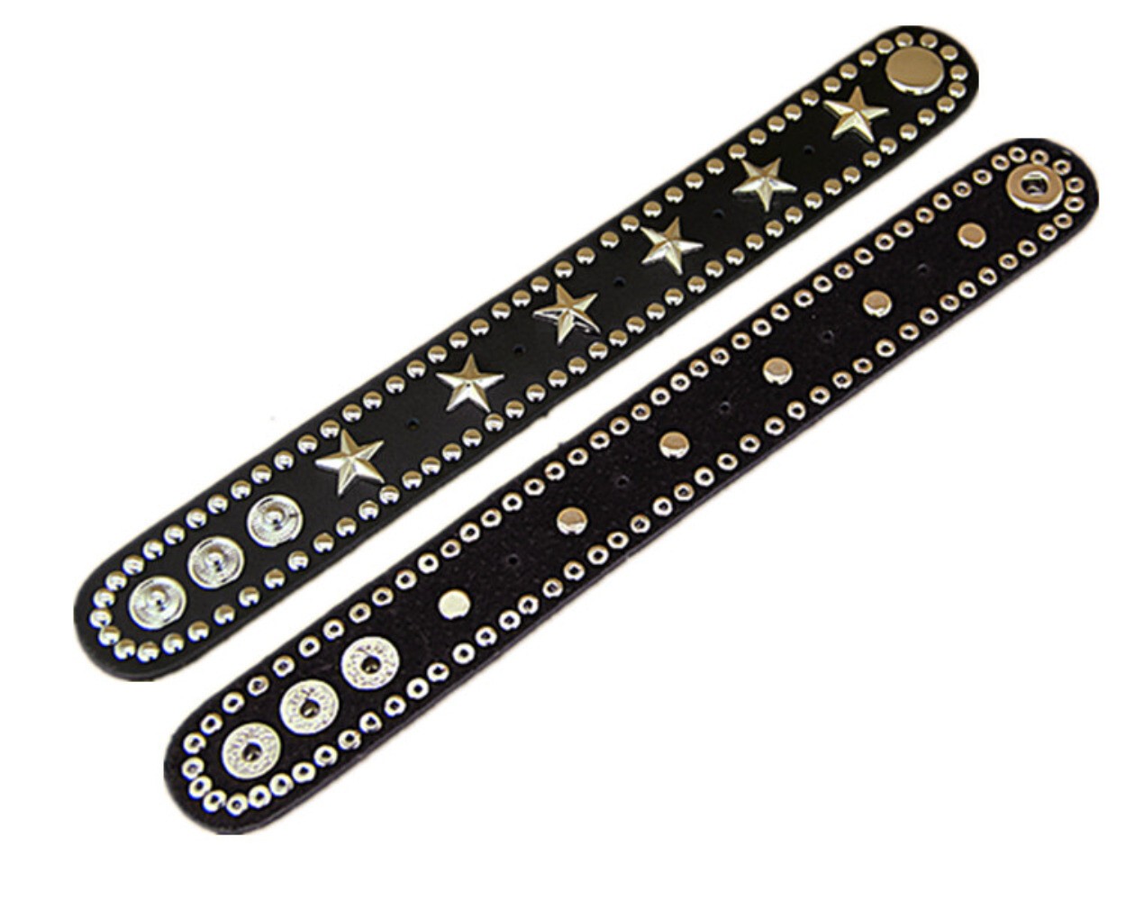 Gothic Punk Rock Wide Alloy Star Studded Bracelet Leather Bangle Cuff Adjustable