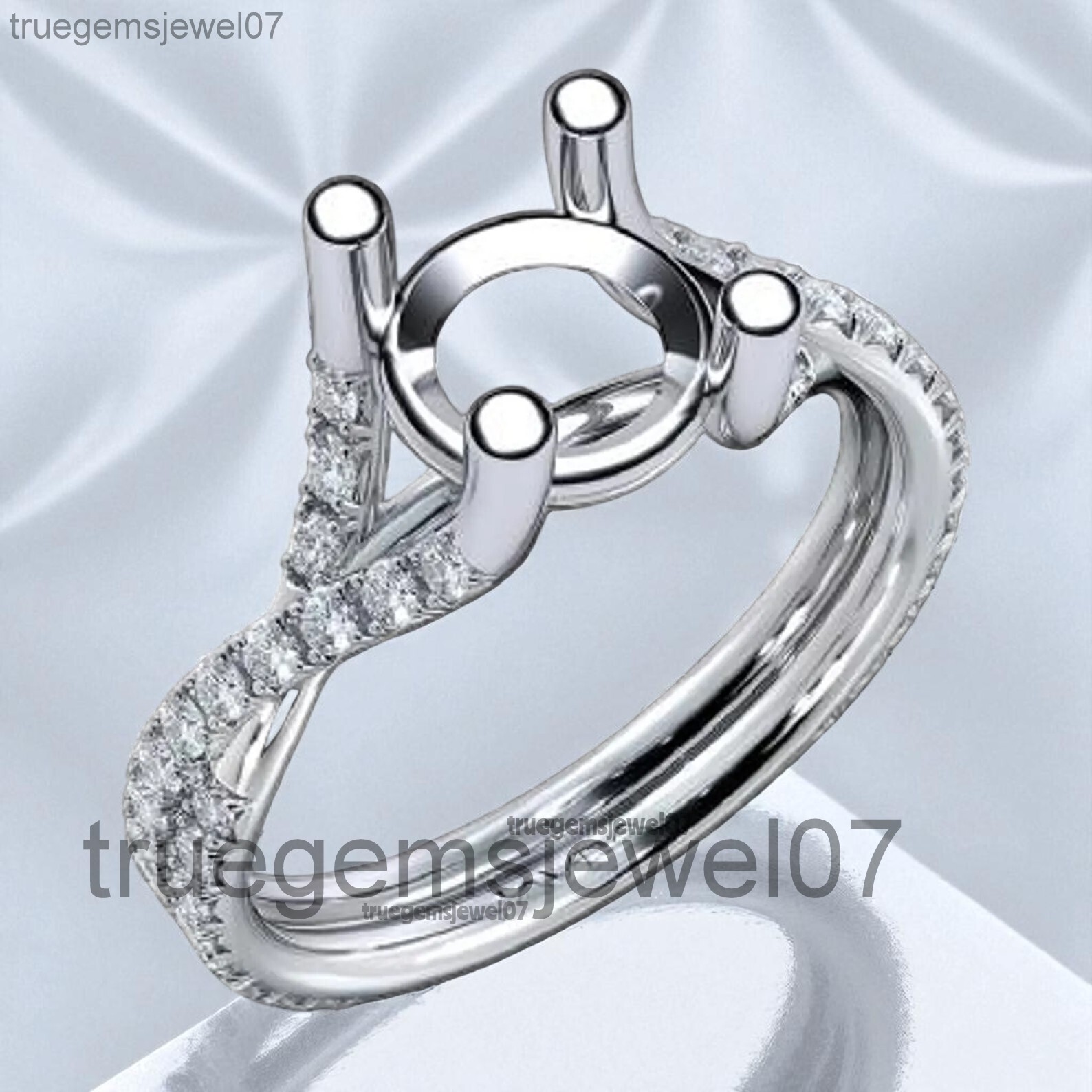 Semi-mount Engagement Ring Round Cut 5mm to 10mm Ring 925 Sterling Silver Ring