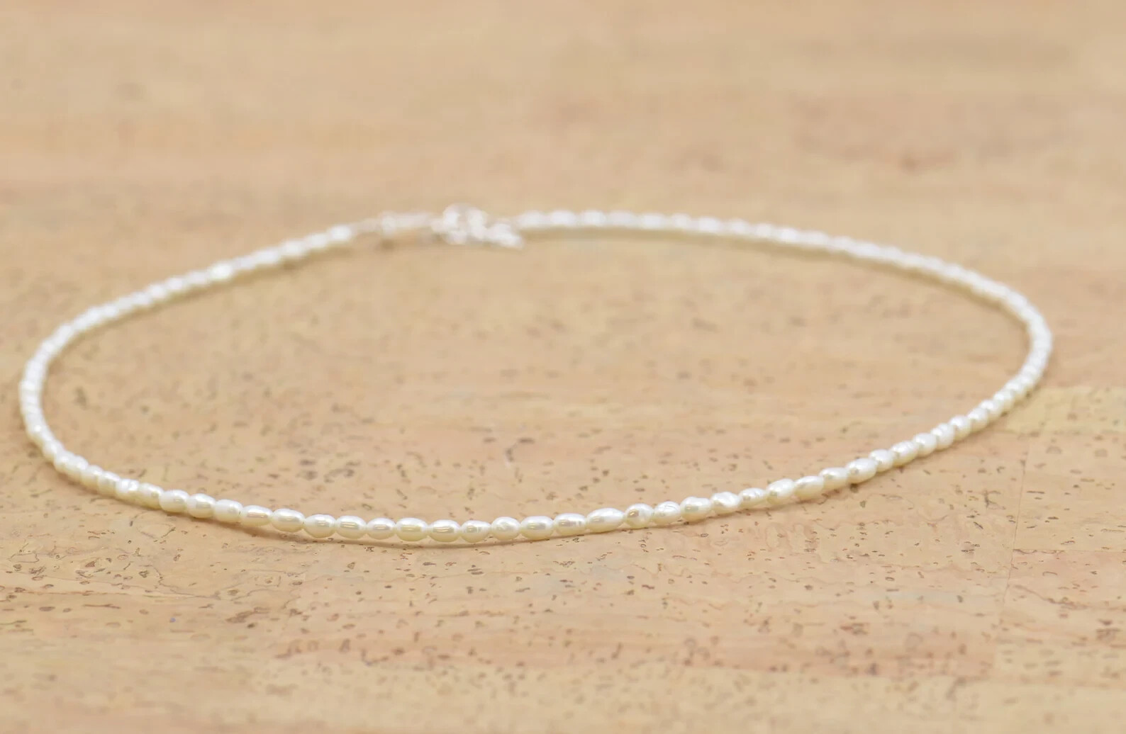 Tiny Freshwater Rice Pearl Beaded Dainty Choker Necklace June Birthstone Gifts
