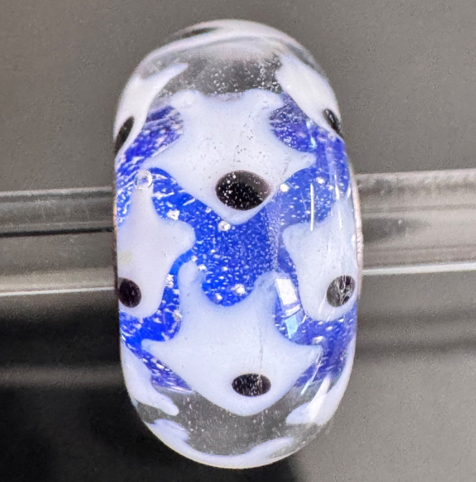 NEW💕Trollbeads UNIQUES Critters Beautiful Blue Cosmic Base with White Starfish