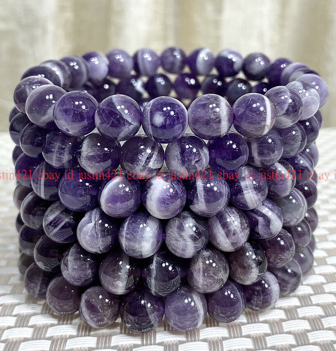 Wholesale 6 Pcs 4/6/8/10/12mm Natural Amethyst Crystal Stretch Bracelet 7.5″ AAA