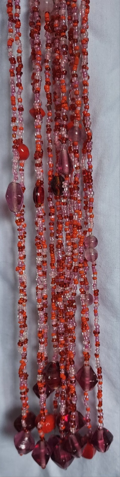 Multicolor Beaded Multi Strand Scarf Wrap Necklace w/Straight Back Statement