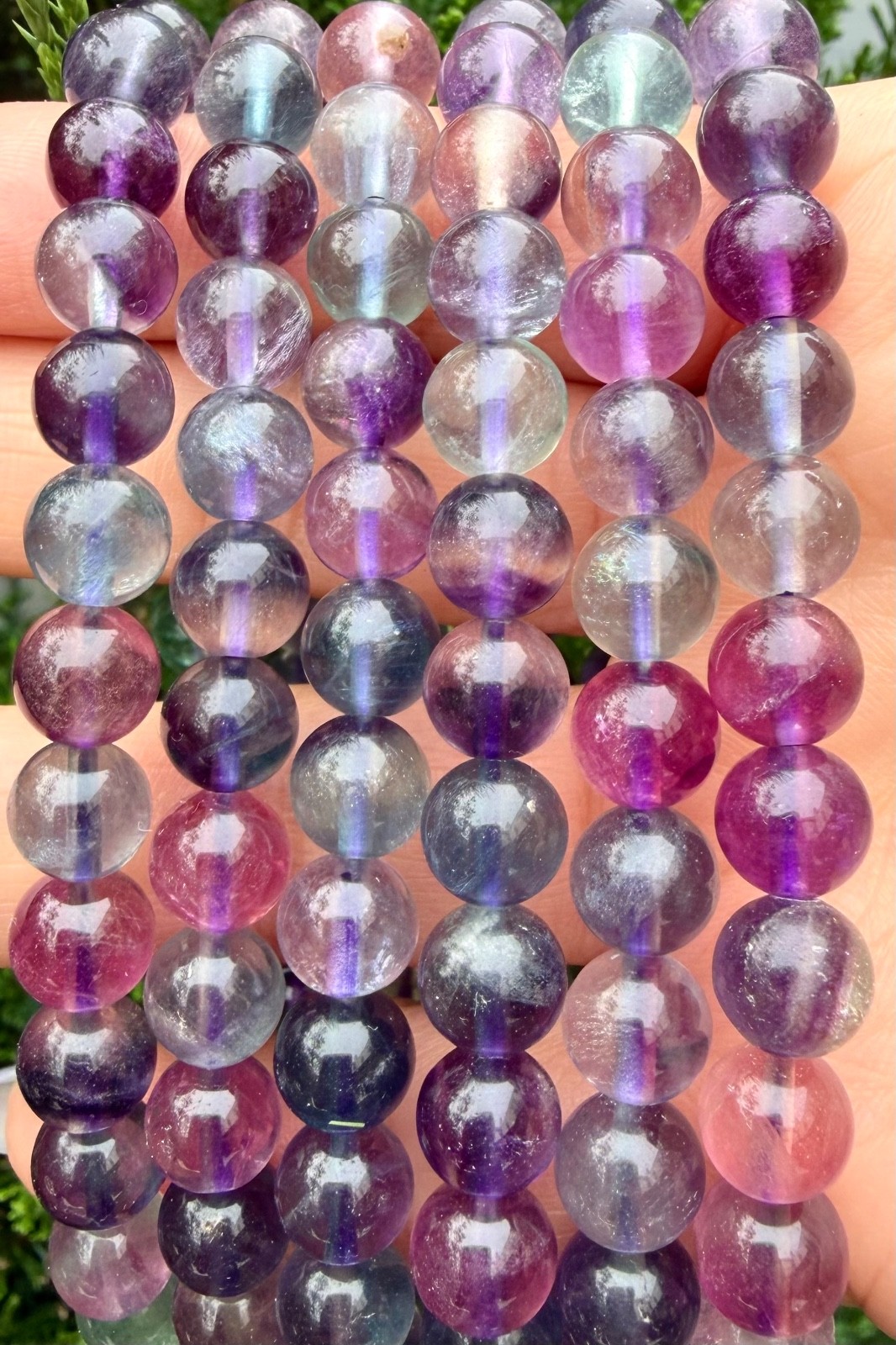 Wholesale Lot 6 Pcs Natural Rainbow Fluorite 8mm 7.5” Crystal Stretch Bracelet