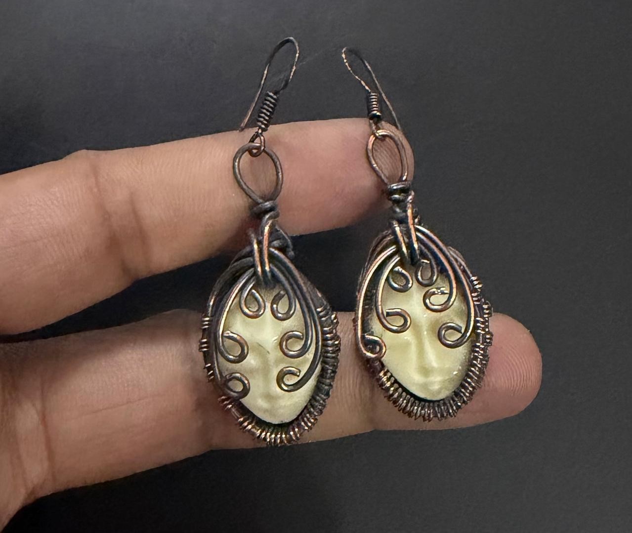 Acrylic Copper Wire Wrapped Handmade Earring Jewelry Gift For Event