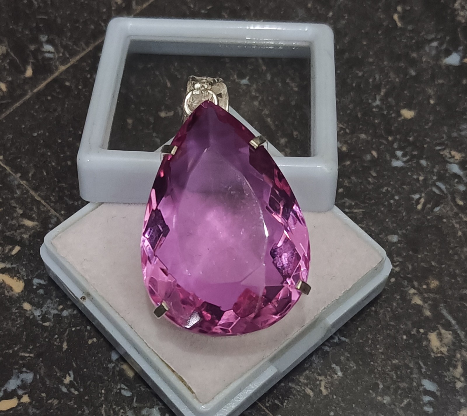 Natural Pink Topaz Teardrop Pendant – 107 Ct Collector’s Gemstone Jewelry