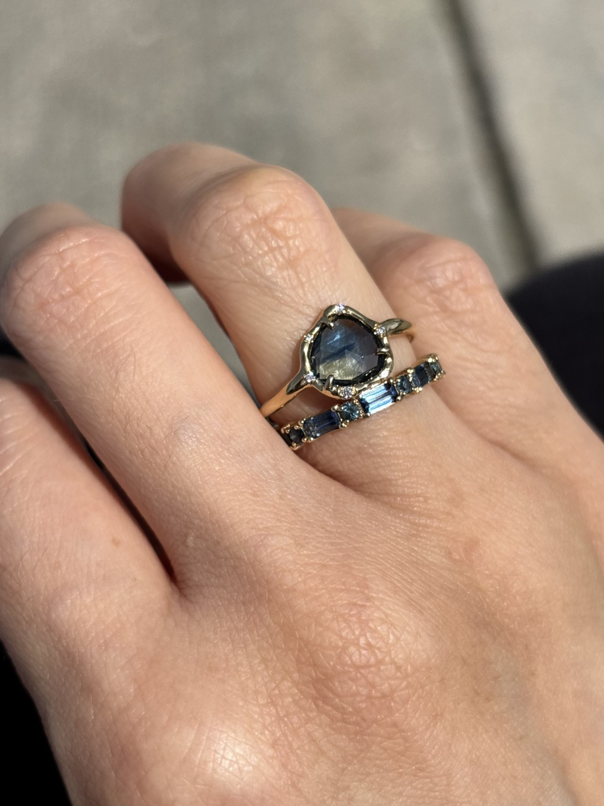 14 K Yellow Gold Sirciam Blue Sapphire Ring orginally $2,640