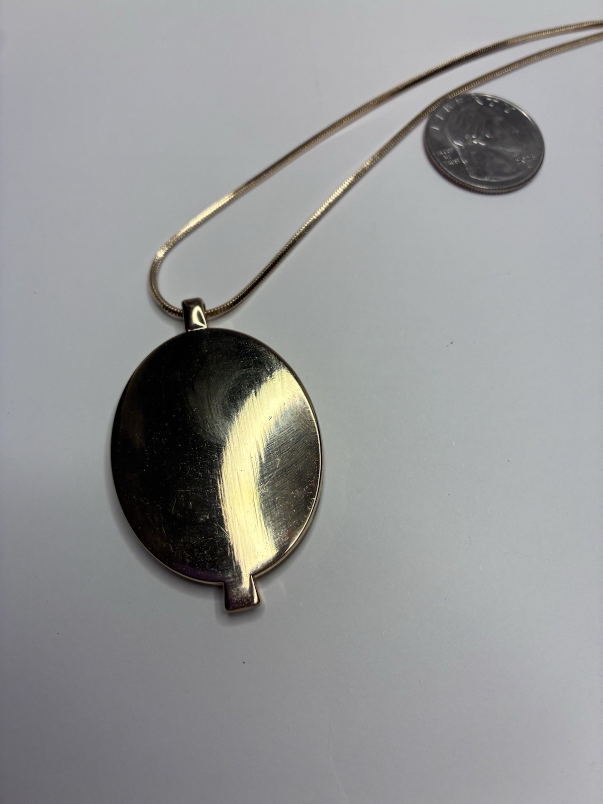 Kaari Blue Gold Colored Necklace Geometric Mother Of Pearl Ivory Style Pendant.