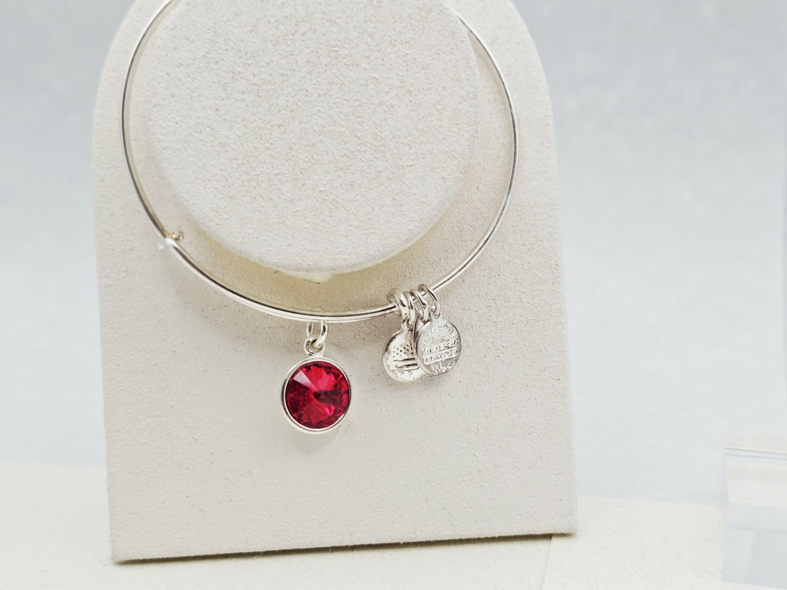 Alex & Ani July Birthstone Red Swarovski Crystal Charm Bracelet – Silver ✨