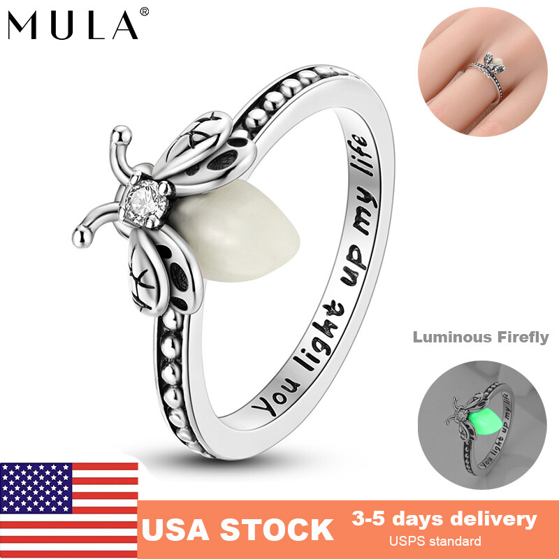 MULA Original Luminous Golden Firefly Ring CZ Women Jewelry 925 Sterling Silver