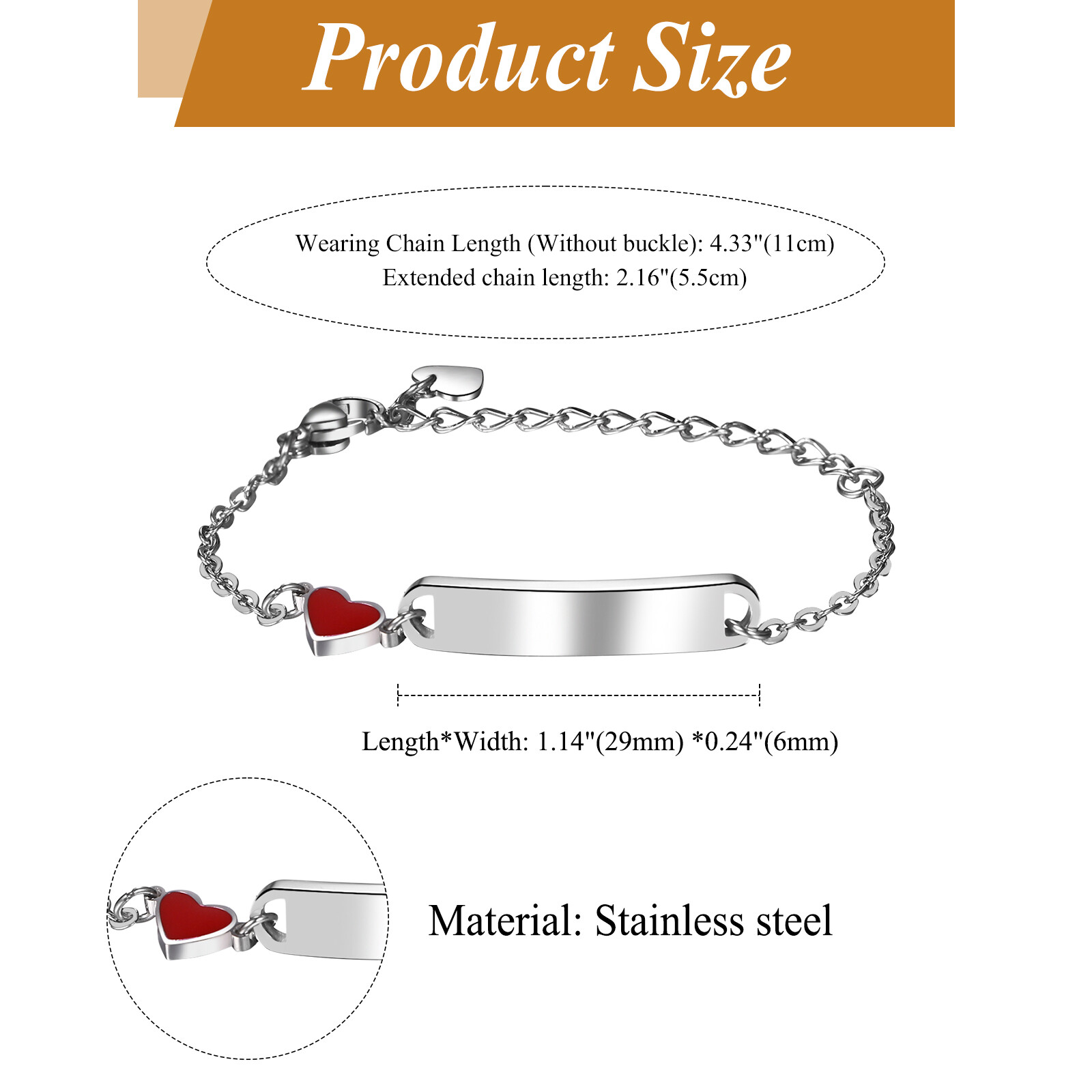 Personalized Kids Name Engraved ID Custom Stainless Steel Bracelet for Children