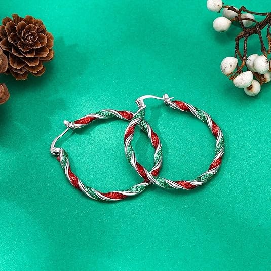 Christmas Twisted Earrings Colorful Oil Drop Circle Stud Earrings Christmas Gift