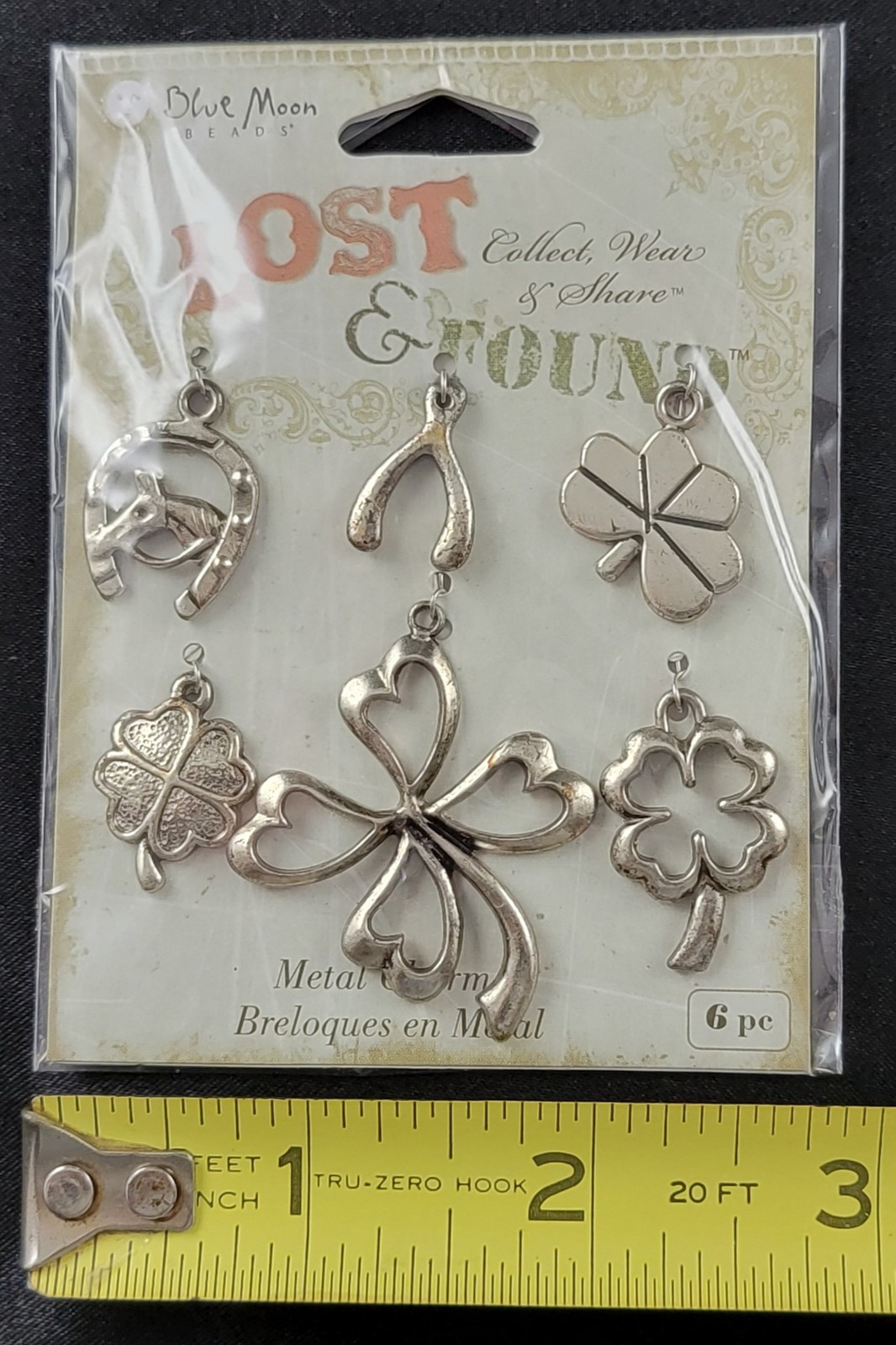 Blue Moon Beads Necklace Charms Lot of 4 Birds Horseshoe Four Leaf Clover Metal