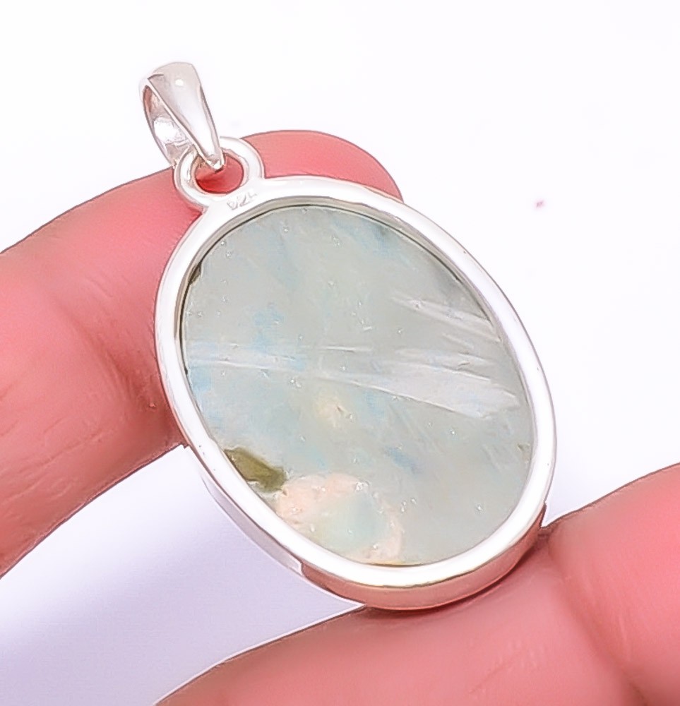Ruby In Fuschite- India Gemstone (Lab-Created) 925 Silver Plated Pendant 1.68″