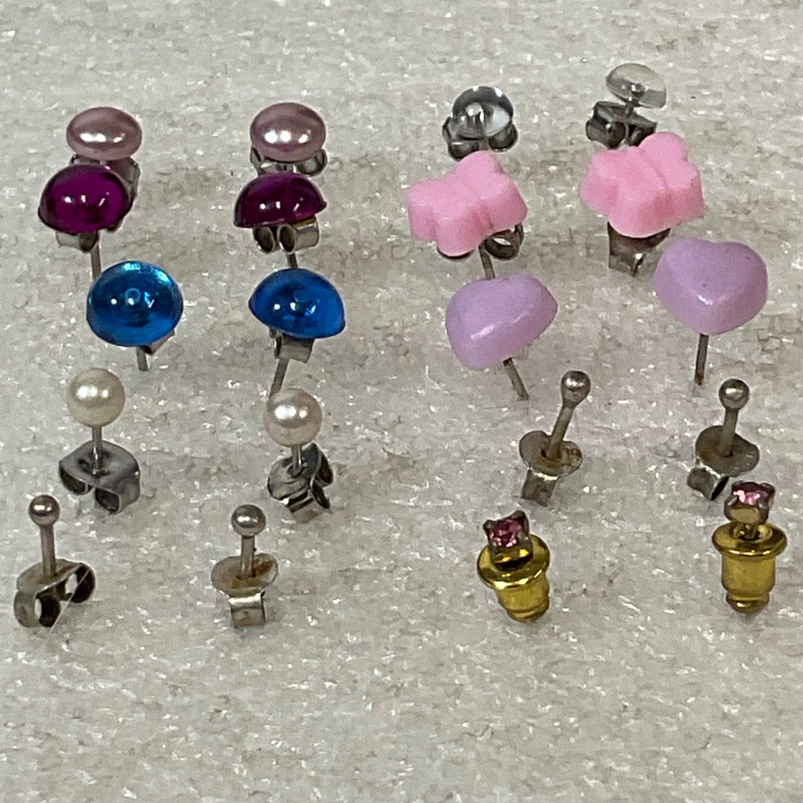 Lot of 10 Pairs Fashion Stud Earrings Mixed Colors Shapes Hearts Butterflies