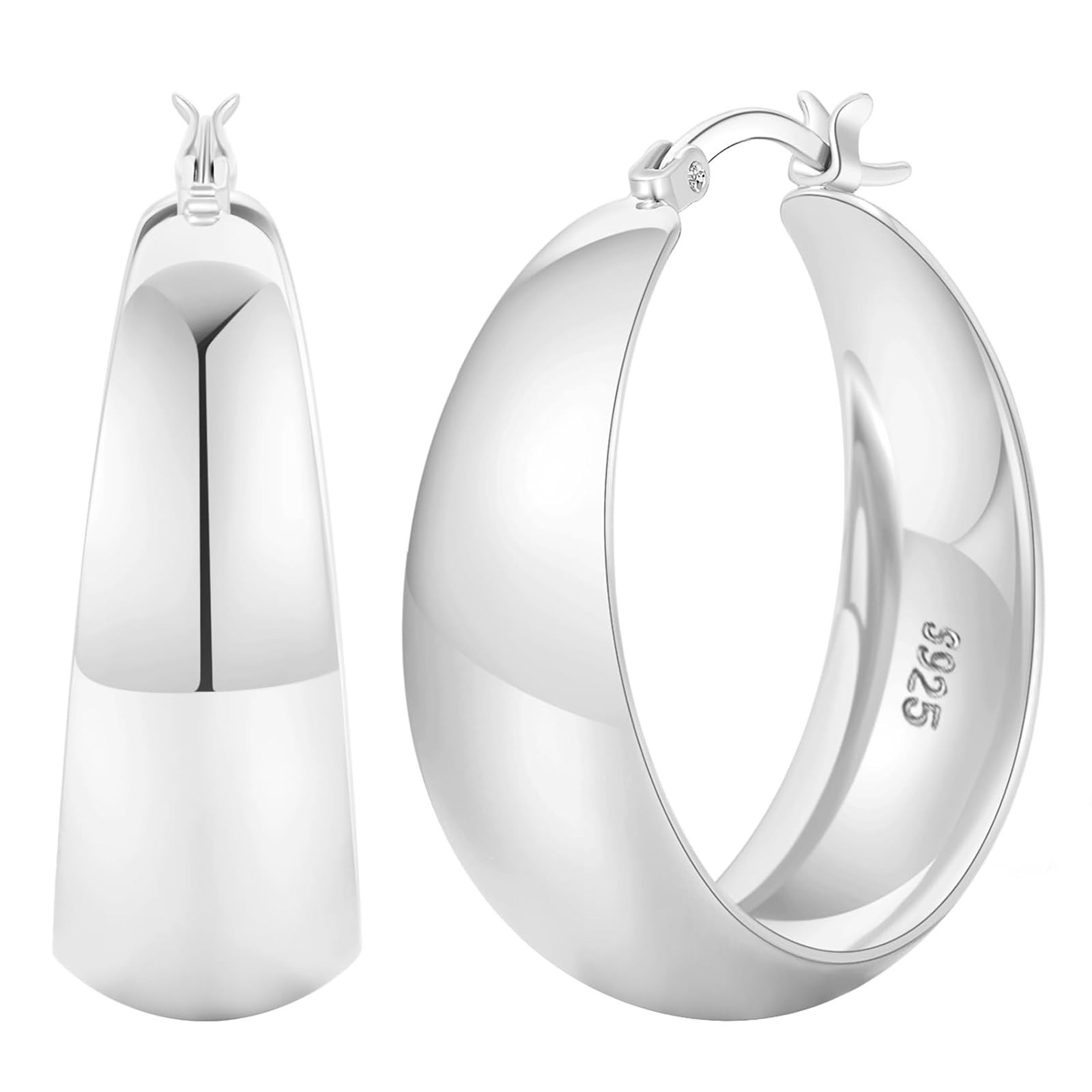 Senteria 12mm Thick Hoop Earrings 925 Sterling Silver Gold Plated