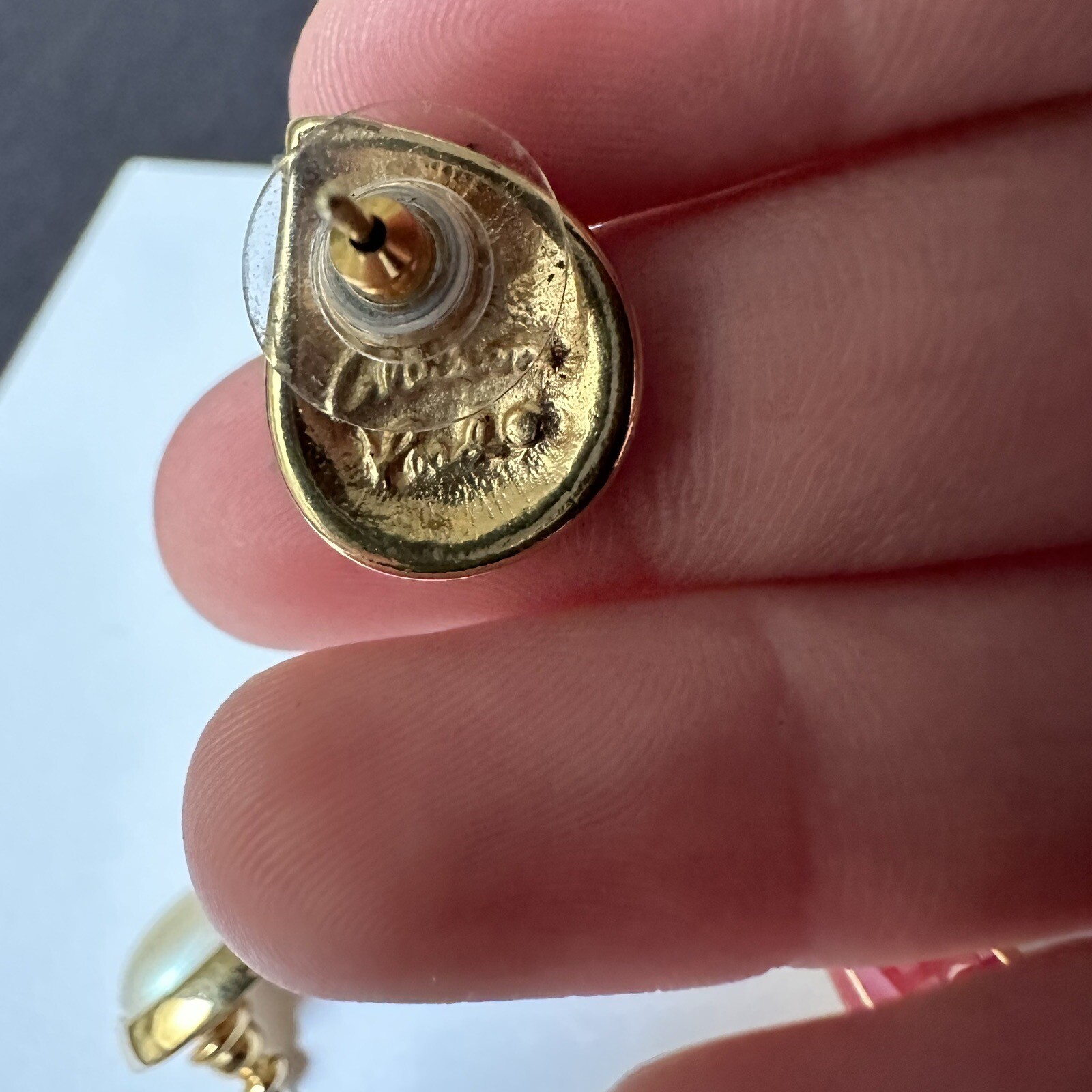 Lot Of 3 Signed Allison Reed, Richelieu, Avon Gold Tone Pierced Stud Earrings