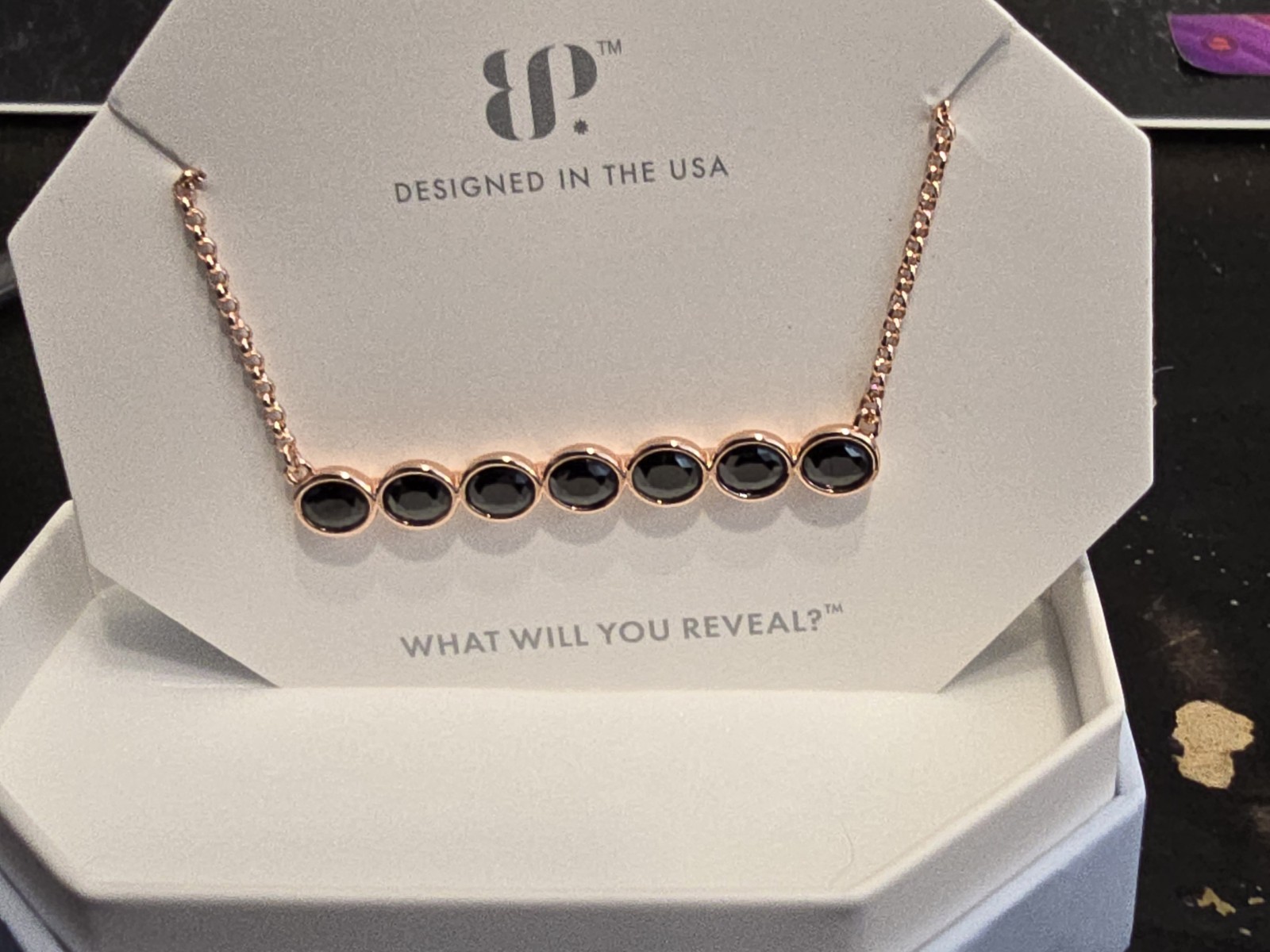 Bomb Party *The Trace That Sparked* Black Onyx CZ On Rose Gold NK46198