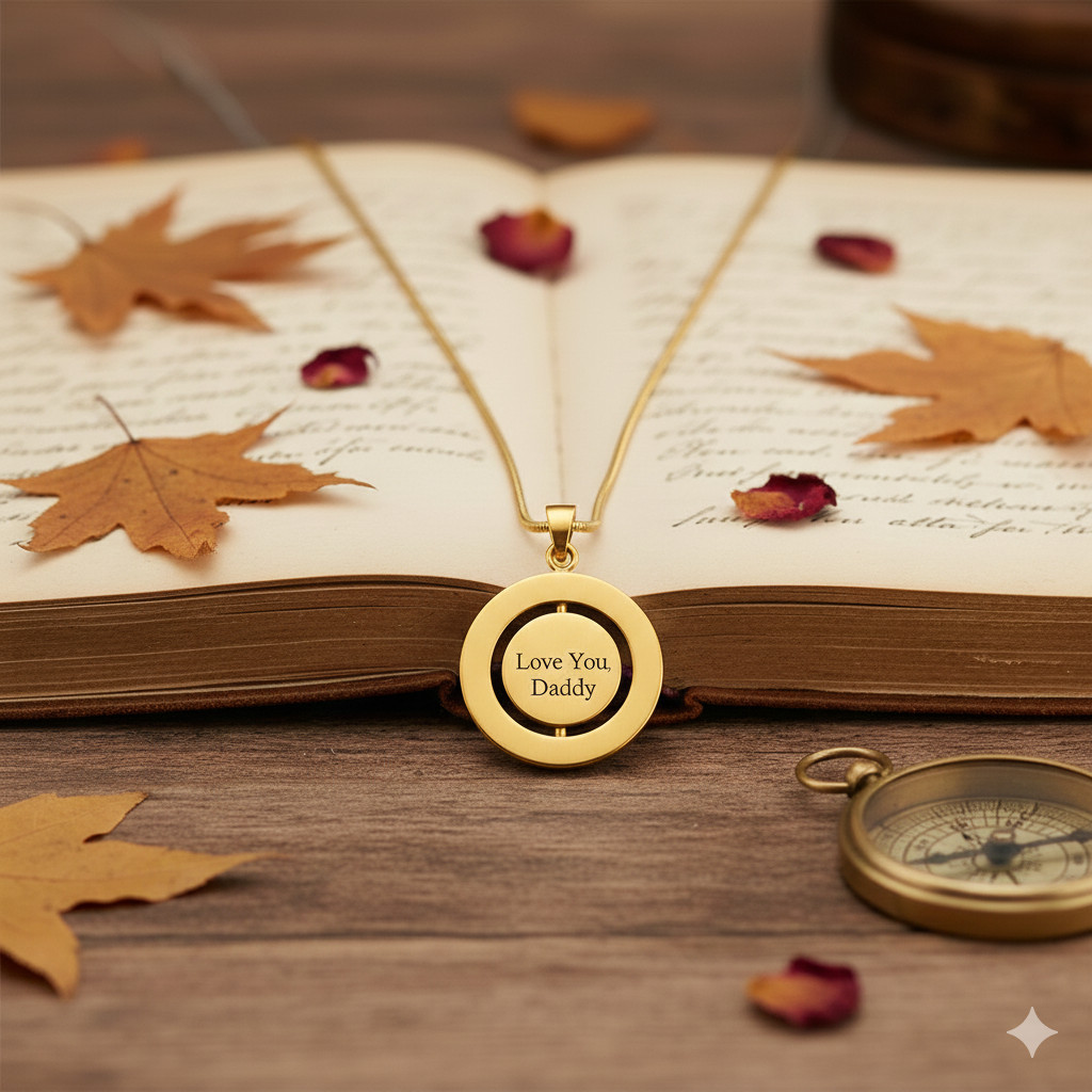 Custom Engraved Spinning Circle Rotatable Pendant –Personalized Gift Him Her