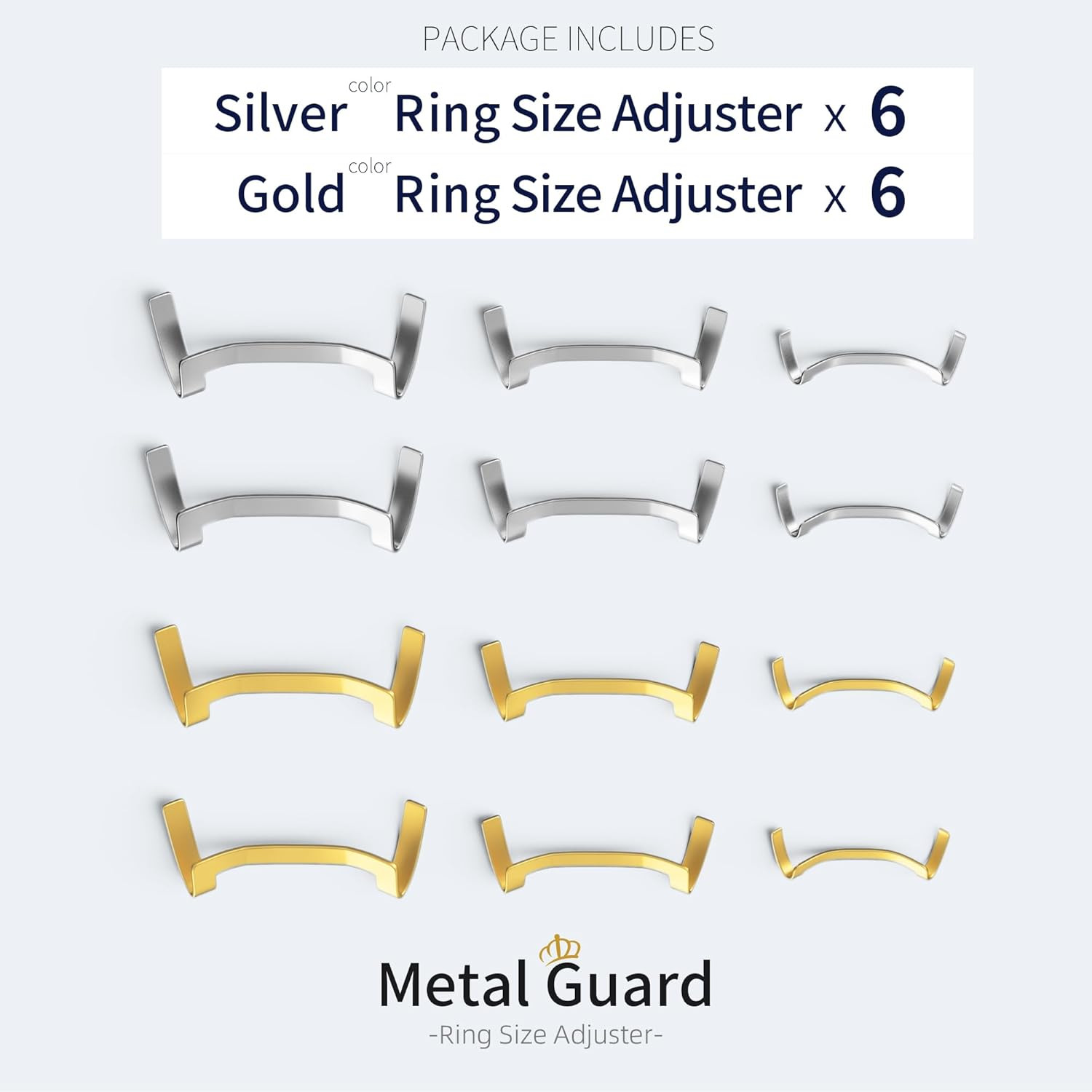 9 Pack Filled Gold/Silver Metal Ring Guard,Invisible Ring Size Adjuster Set for