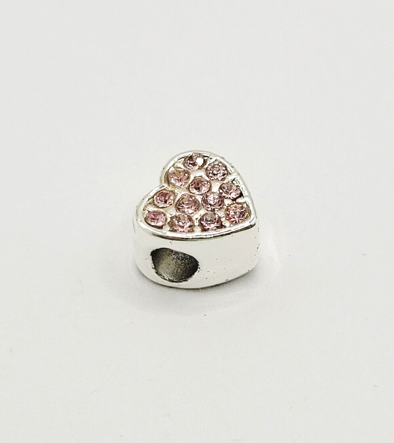 Avon Always in My Heart Pink Rhinestone Silver Tone Charm Cherished Memories