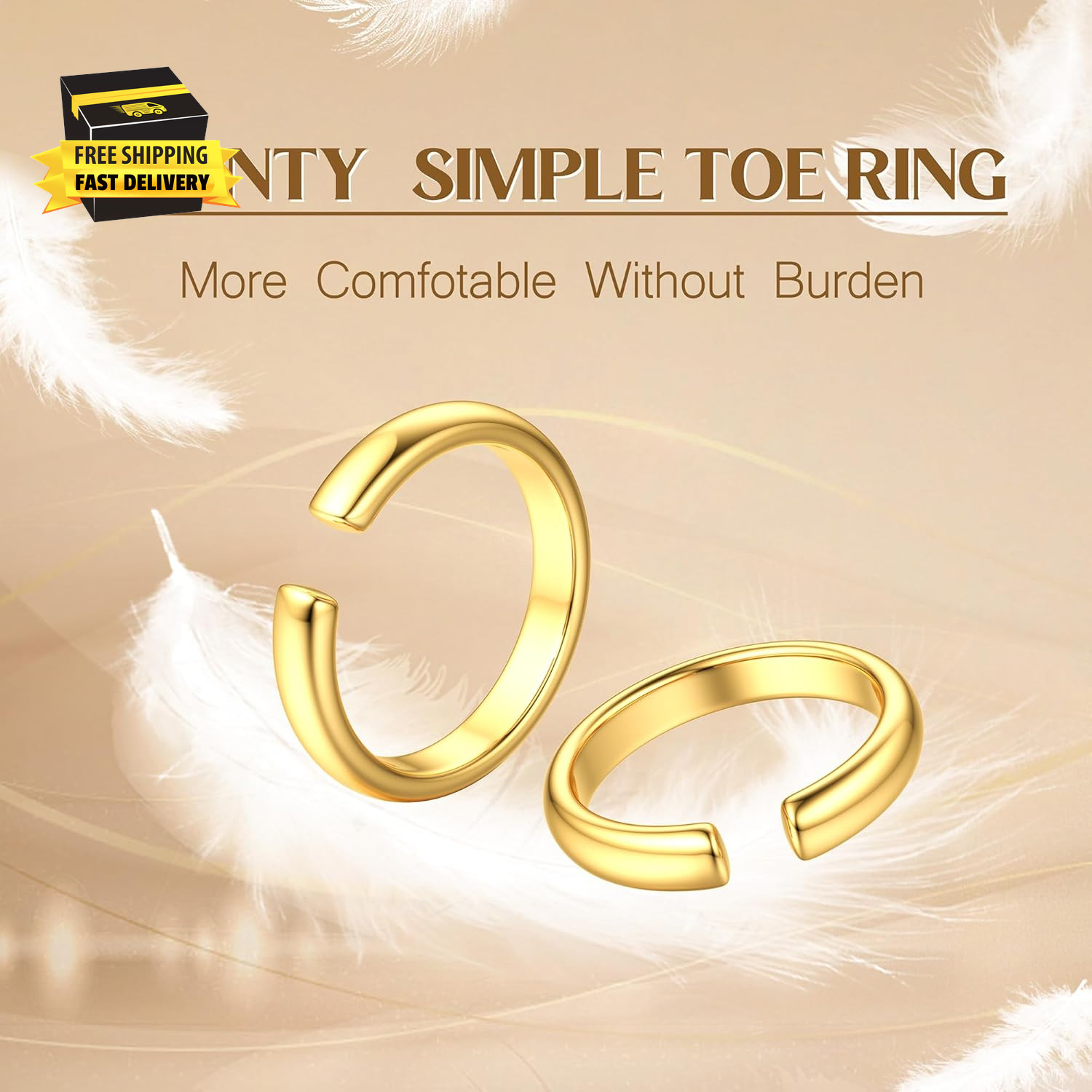14K Gold Filled Toe Rings Adjustable Toe Ring for Women Thin Toe Rings Open Band