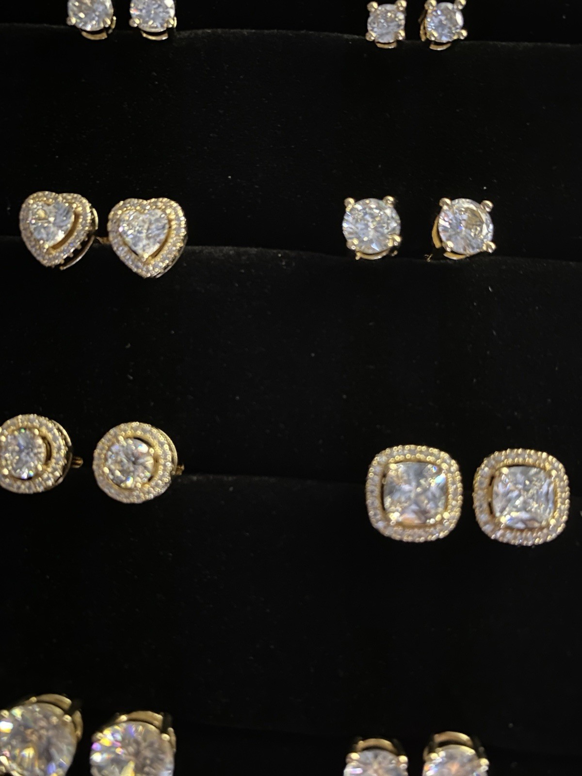 Lot Of 925 Sterling Silver Cubic Zirconia CZ Stud Post Pierced Earrings