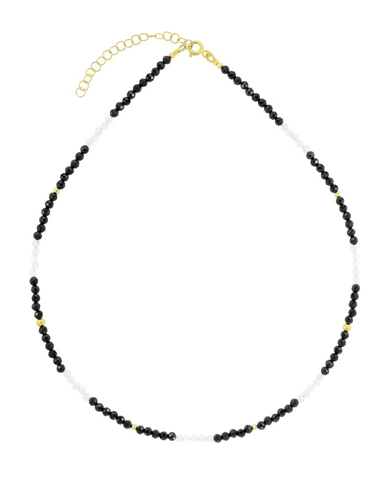 A+ Black Spinal & Moonstone Faceted Round Gemstone Beads Handmade Necklaces 18”
