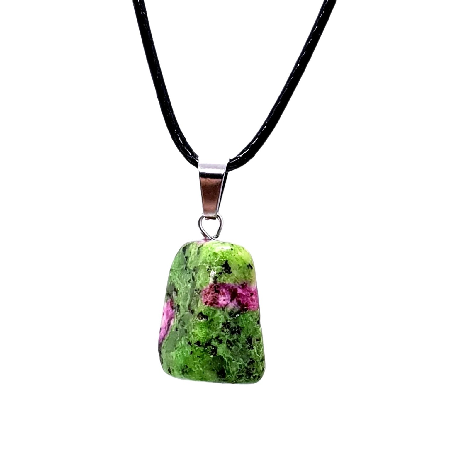 Ruby Zoisite Pendant Anyolite Gemstone Healing Cord Necklace Abundance Jewellery