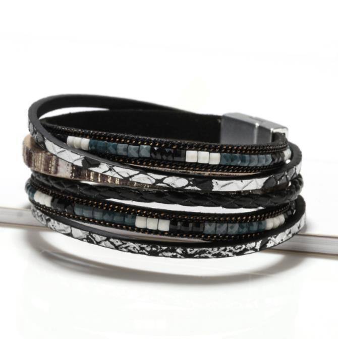 Boho Multilayer Leather Bracelet Men’s Women Wristband Bangle Jewelry Set C