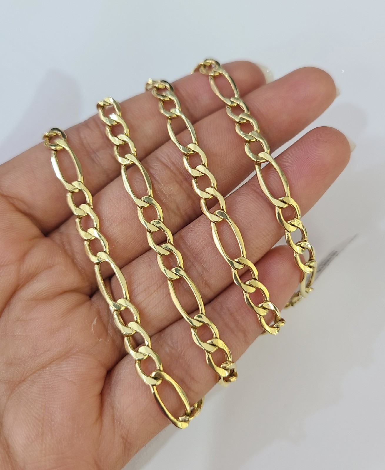 Real 10k Yellow Gold Chain Figaro Link Necklace 4mm Men Women 10kt