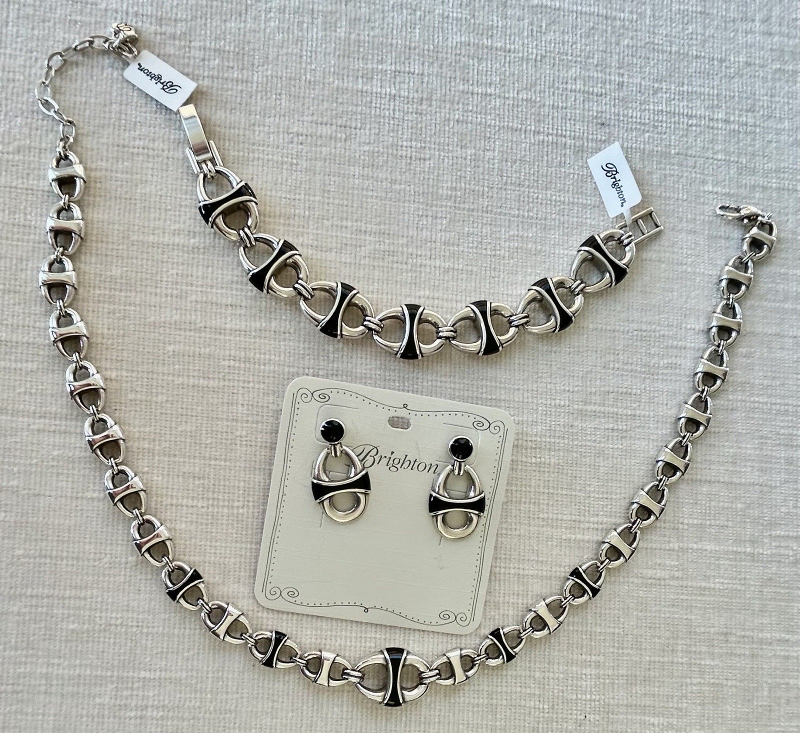 Brighton Portofino Black Glossy Enamel Necklace Bracelet & Earrings Set NWT 🖤