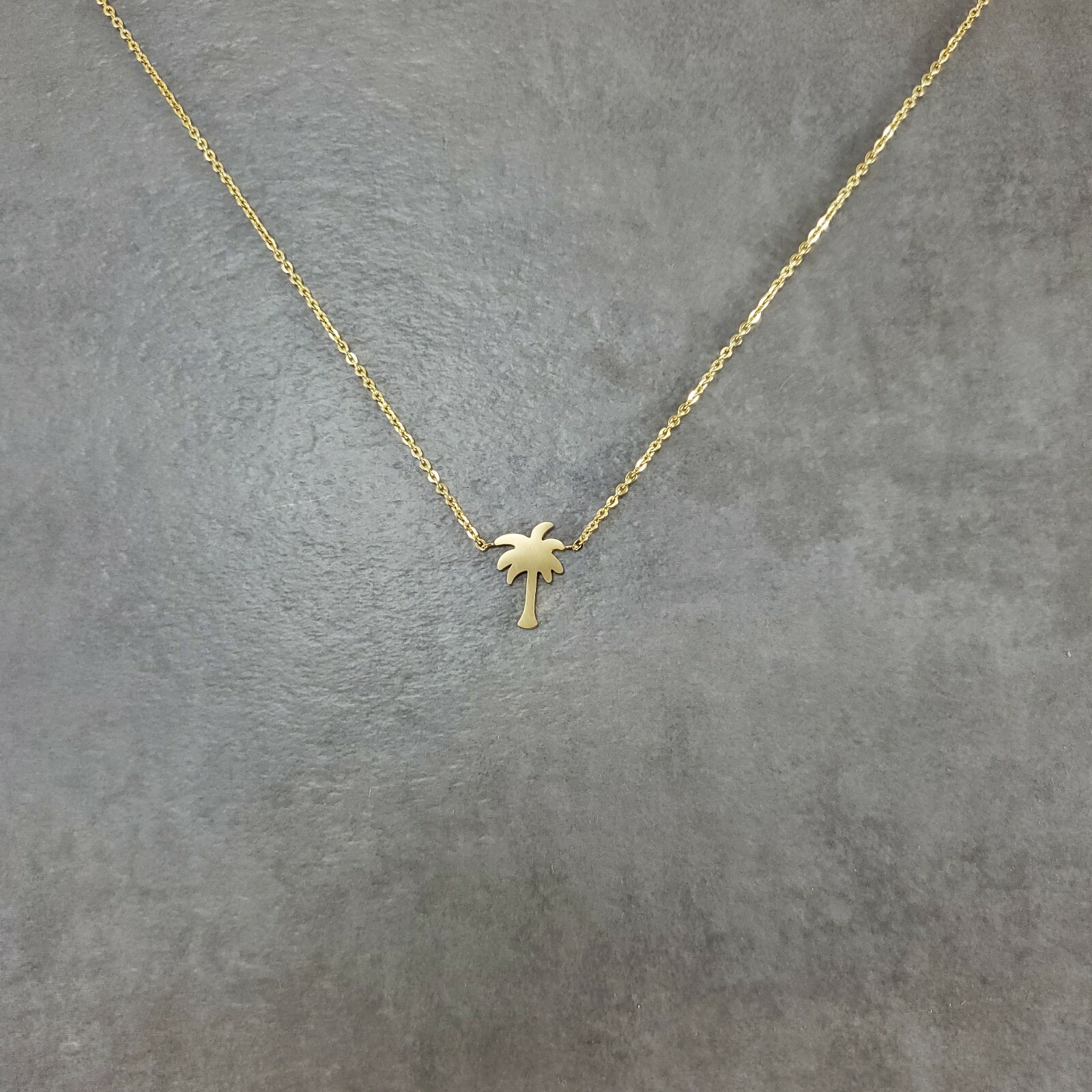 Palm Tree GOLD Plated Necklace Gift Box Leaves Tropical Beach Hawaii Symbol