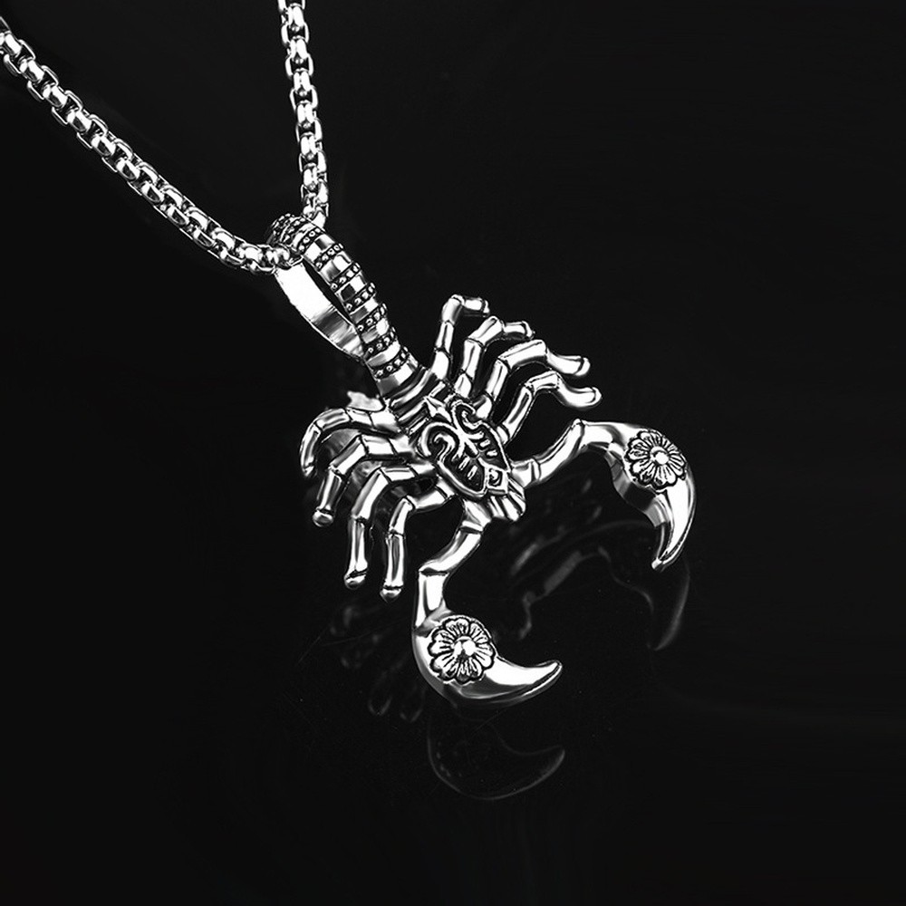 Pendant Necklace Stainless Steel Scorpion Antique Silver 23.62 in Men N80