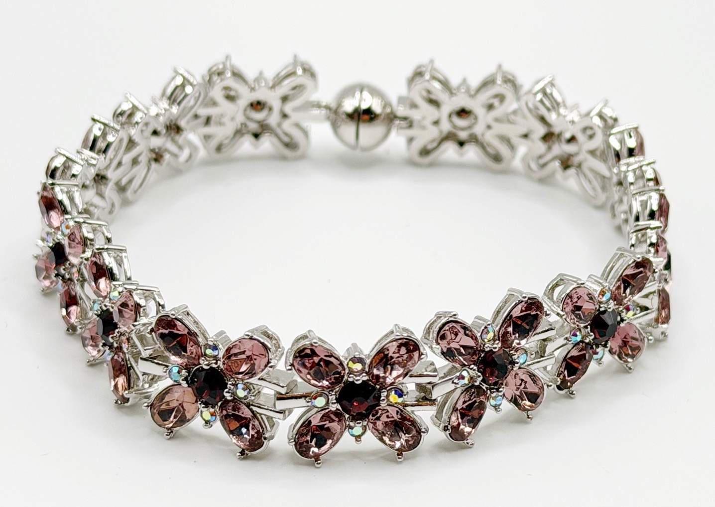 Danbury Mint Cherry Blossom Crystal Bracelet 7.5”