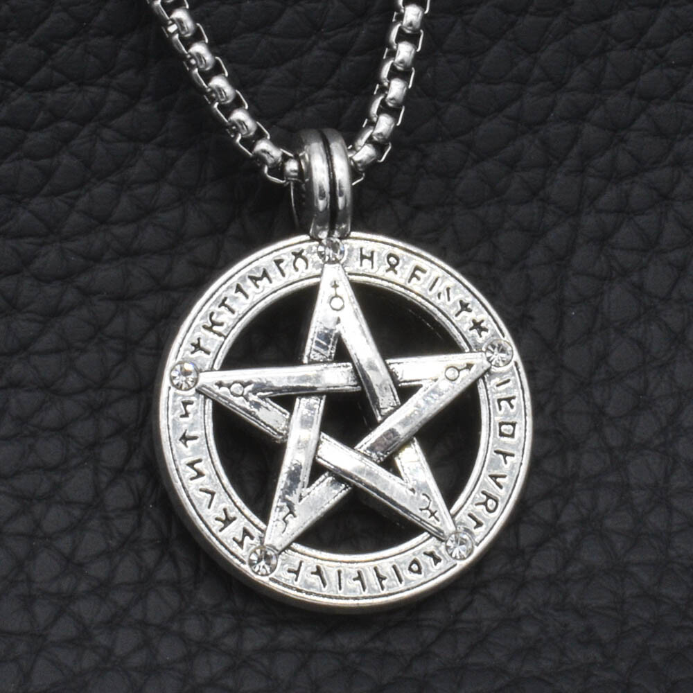 Pagan Wiccan Pentacle Pentagram Star Pendant Necklace 24″ Stainless Steel Chain