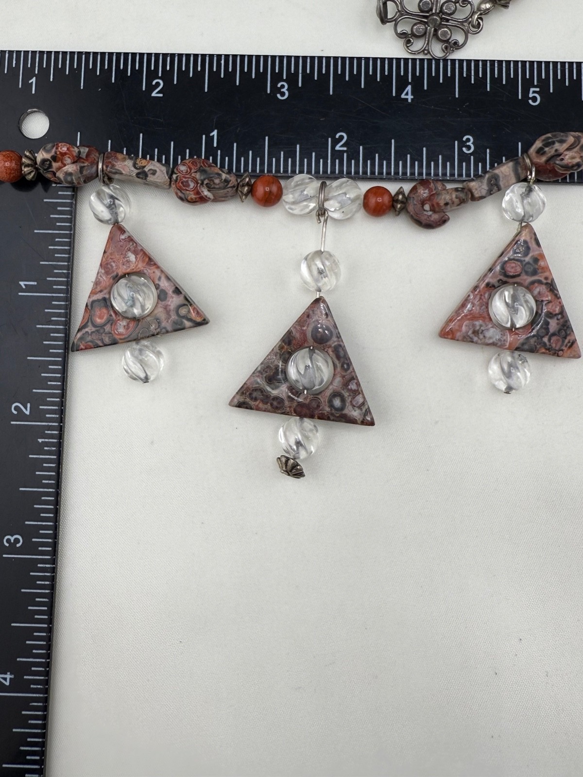 Vintage Jasper Necklace Polished Stone Chunky 20”