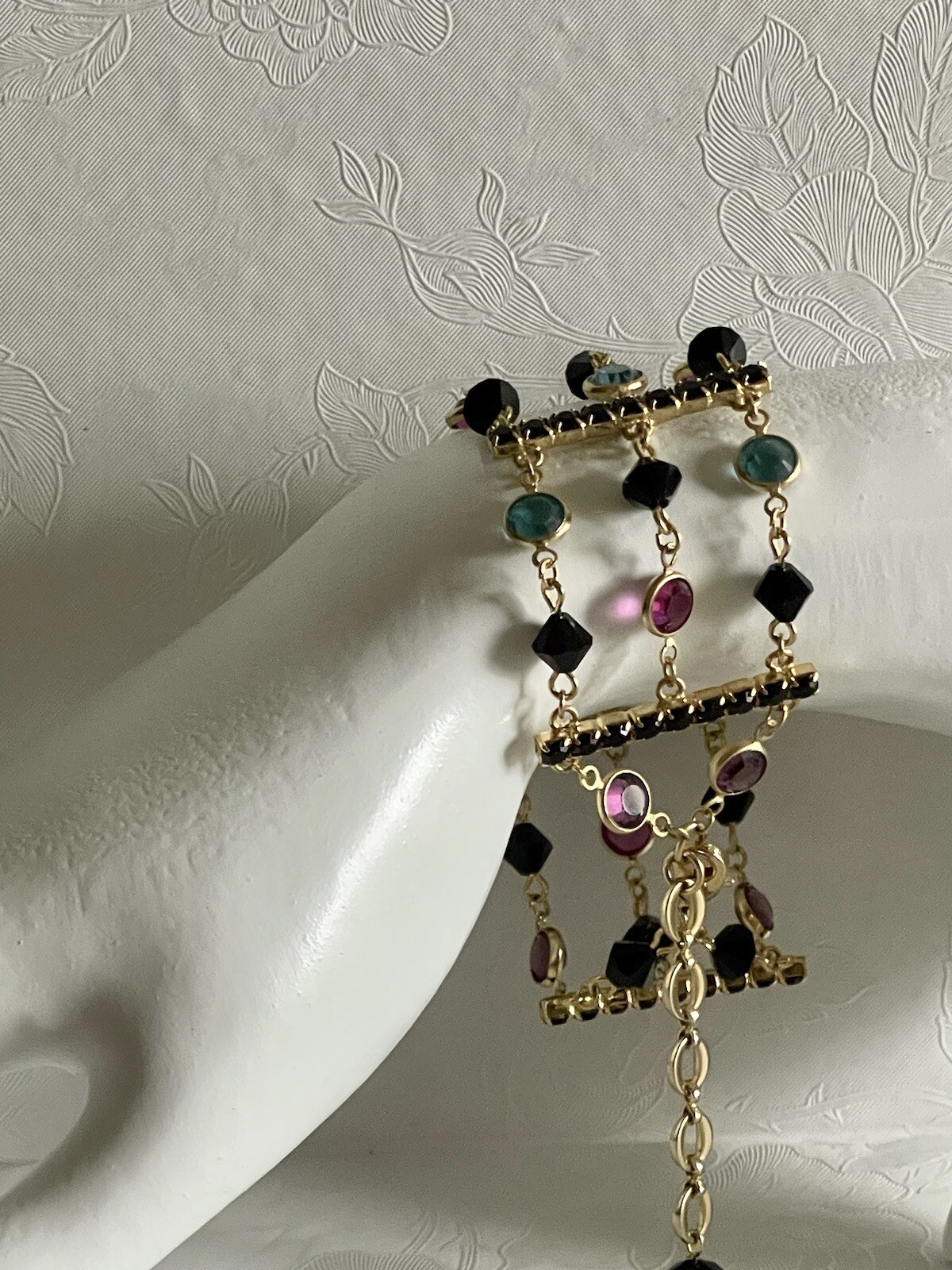 Beautiful Gold Tone Crystal Multicolor Bracelet Perfect For Formal/casual Wear