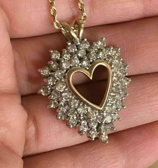 2.00 Ct Round Cut Diamond Heart Pendant With 18″ Chain 14K Yellow Gold Plated