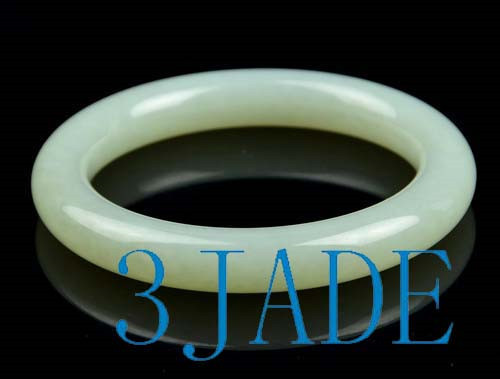 62mm Natural White Nephrite Jade Bangle Bracelet w/ certificate