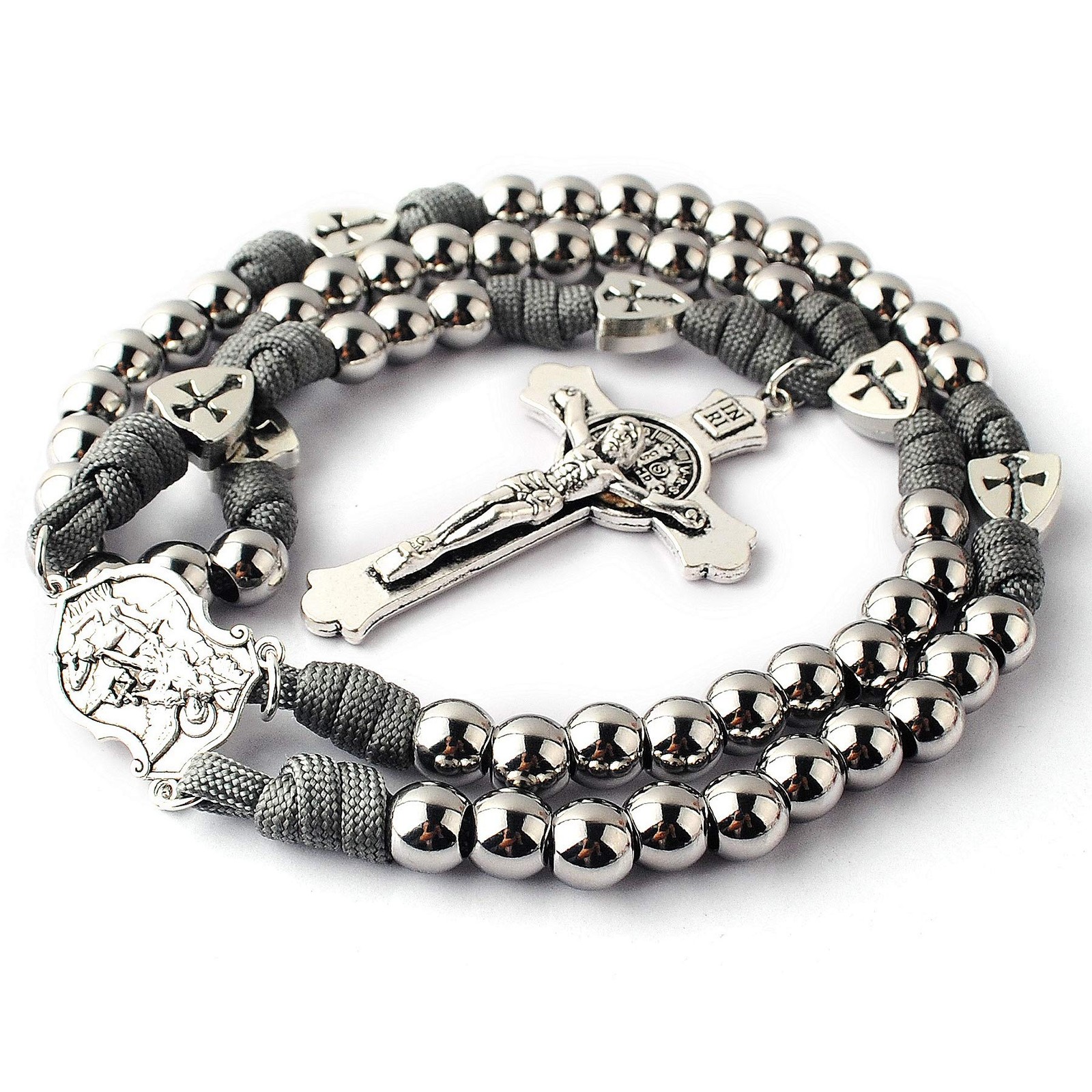 Large and Heavy Stainless Steel Beads Rugged Durable Paracord Rosary Necklace…